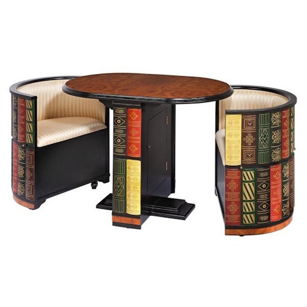 Nettle stone Library Ensemble Table and Chairs Wood Furniture